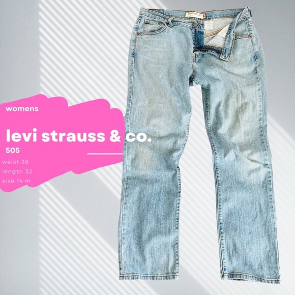 levi’s 505 straight leg jeans women’s 14m light wash y2k mom denim cozy - Picture 1 of 9